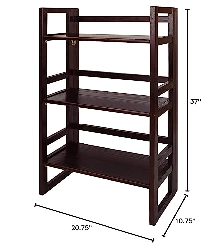 Casual Home 3-Shelf Folding Student Bookcase (20.75" Wide)-Espresso