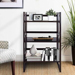 Casual Home 3-Shelf Folding Student Bookcase (20.75" Wide)-Espresso