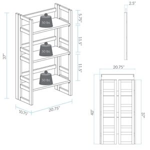 Casual Home 3-Shelf Folding Student Bookcase (20.75" Wide)-Espresso