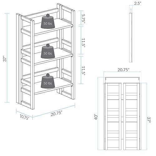 Casual Home 3-Shelf Folding Student Bookcase (20.75" Wide)-Espresso