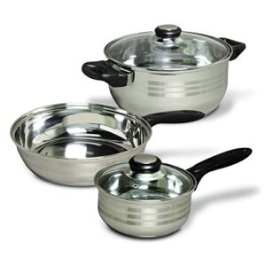 Gibson Home Back to Basics Stainless Steel Cookware Set, 32-Piece , Stainless Steel,Silver