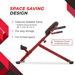 Stamina X Hyperextension Bench - Adjustable and Foldable Roman Chair with Smart Workout App for Home Workout - Up to 250 lbs Weight Capacity