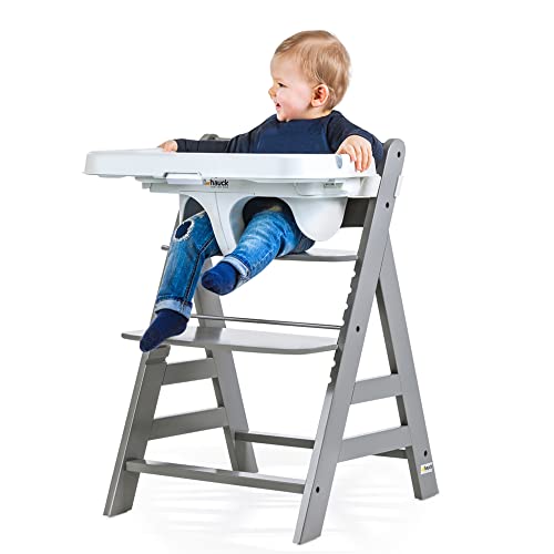 Hauck Alpha Removable Non Slip High Chair Table Tray with Adjustable Depth, Compatible w/Wooden Grow-Along Alpha+ and Beta+, Accessory Only, White