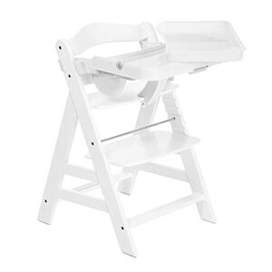 Hauck Alpha Removable Non Slip High Chair Table Tray with Adjustable Depth, Compatible w/Wooden Grow-Along Alpha+ and Beta+, Accessory Only, White