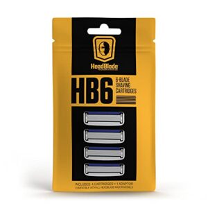 headblade hb6 refill blades - 6 stainless steel blades for no tugging or pulling, shave less, works for face, body, and scalp