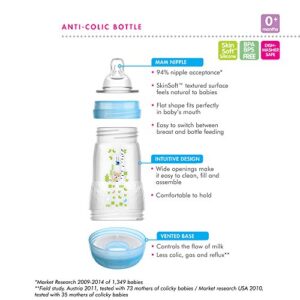 MAM Baby Bottle Sterilizer, Microwave Steam Baby Bottle Sterilizer with MAM 5-Ounce Anti-Colic Baby Bottle and Nipple Tong, 3-Pieces, Green