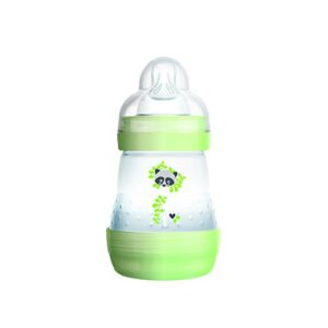 MAM Baby Bottle Sterilizer, Microwave Steam Baby Bottle Sterilizer with MAM 5-Ounce Anti-Colic Baby Bottle and Nipple Tong, 3-Pieces, Green