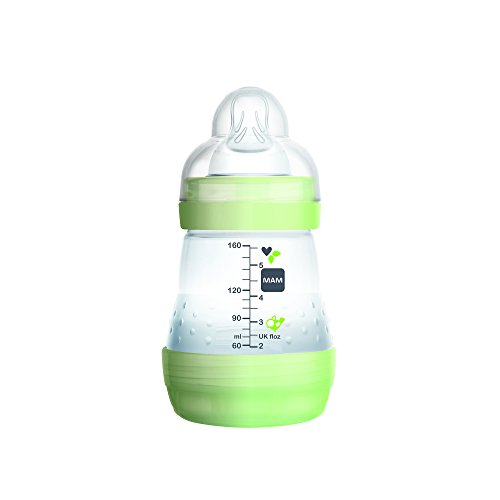 MAM Baby Bottle Sterilizer, Microwave Steam Baby Bottle Sterilizer with MAM 5-Ounce Anti-Colic Baby Bottle and Nipple Tong, 3-Pieces, Green