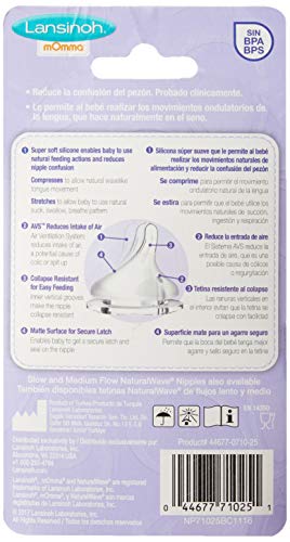 Lansinoh Natural Wave Fast-Flow Nipples (6 Counts)