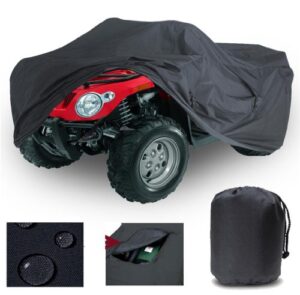 heavy duty 4 wheeler atv cover compatible for suzuki eiger 400 2x4 quad all terrain vehicles 2002-2003. strong all weather protection.