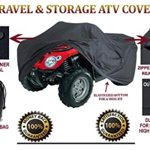 Heavy Duty 4 Wheeler ATV Cover Compatible for Suzuki Eiger 400 2x4 Quad All Terrain Vehicles 2002-2003. Strong All Weather Protection.