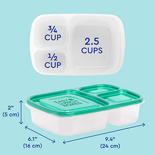 EasyLunchboxes® - Bento Lunch Boxes - Reusable 3-Compartment Food Containers for School, Work, and Travel, Set of 4 (Brights)