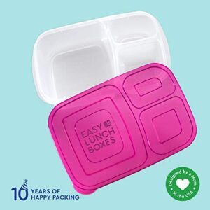 EasyLunchboxes® - Bento Lunch Boxes - Reusable 3-Compartment Food Containers for School, Work, and Travel, Set of 4 (Brights)