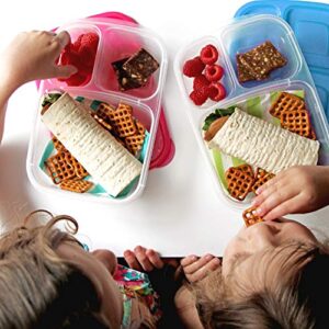 EasyLunchboxes® - Bento Lunch Boxes - Reusable 3-Compartment Food Containers for School, Work, and Travel, Set of 4 (Brights)