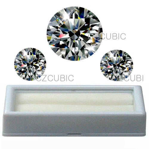 Cubic Zirconia Round shape 16.00 MM 15.00 CT size 1 pc + 6.50 MM 1 CT size 2 pcs +1 FREE BOX for CZ set