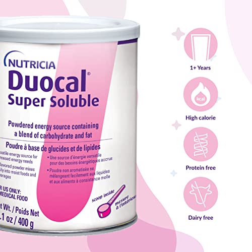 Duocal - High Calorie Super Soluble Powder, Medical Food - Unflavored, 14.1 Oz Can (Case of 6)