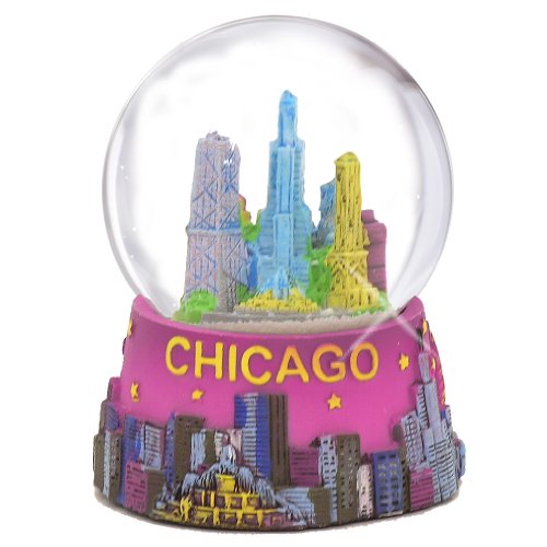 Chicago Snow Globe 65mm 3.5 Inch Purple Chicago Snow Globes from Chicago Souvenirs Collection