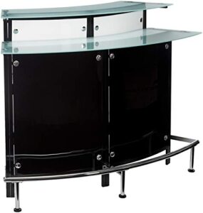 coaster home furnishings keystone glass top bar unit black