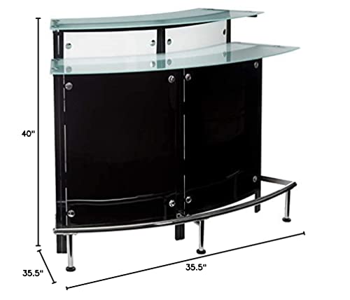 Coaster Home Furnishings Keystone Glass Top Bar Unit Black