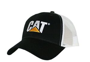 caterpillar cat black & white twill mesh snapback cap