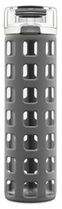 ello syndicate glass water bottle with one-touch flip lid, grey , 20-ounce
