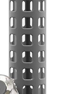 Ello Syndicate Glass Water Bottle with One-Touch Flip Lid, Grey , 20-ounce