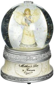pavilion gift company elements 82329 100mm musical water globe with angel figurine, a mother's love, 6-inch , white