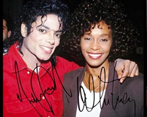 michael jackson & whitney houston reprint signed photo #1 rp