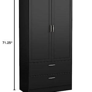 South Shore Acapella Wardrobe Armoire, Pure Black