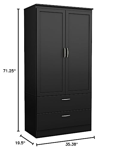 South Shore Acapella Wardrobe Armoire, Pure Black