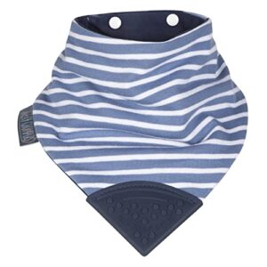 cheeky chompers neckerchew teething bib (preppy stripes), 2-in-1 bandana style dribble bib w/food grade silicone teether, baby & toddler, innovative dimple design soothes gums, 3-layer absorbent bib