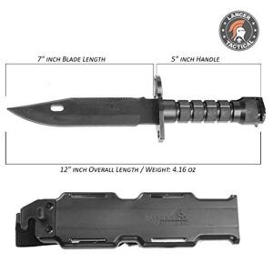 Lancer Tactical M9 Rubber Dummy Blade Lightweight Compact Disarm Dummy Trainer Knife Scale ABS Anti-slip Handle w/Sheath(Black)