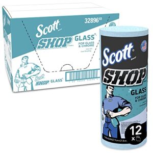 scott® shop towels glass™ (32896), blue shop towels glass, mirrors and chrome, perforated towels/roll, 12 rolls, 1,080 towels/case