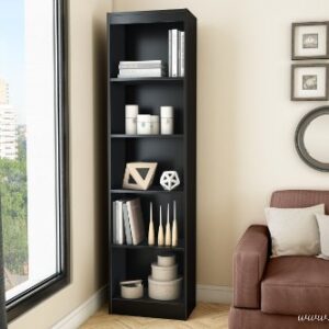 South Shore Axess 5-Shelf Narrow Bookcase, Pure Black, 7270758