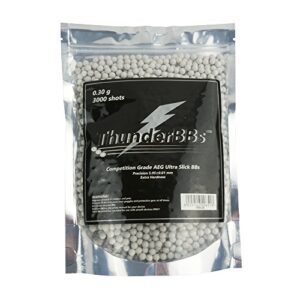 tbb0.30 thunderbbs airsoft bbs 0.30g, competition grade, white, 3000 rounds/bag
