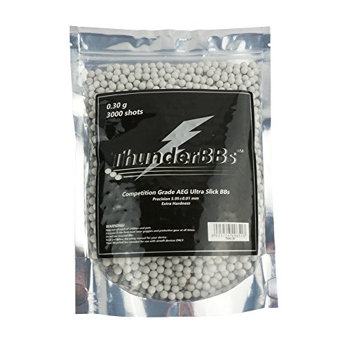 TBB0.30 ThunderBBs Airsoft BBS 0.30G, Competition Grade, White, 3000 Rounds/Bag