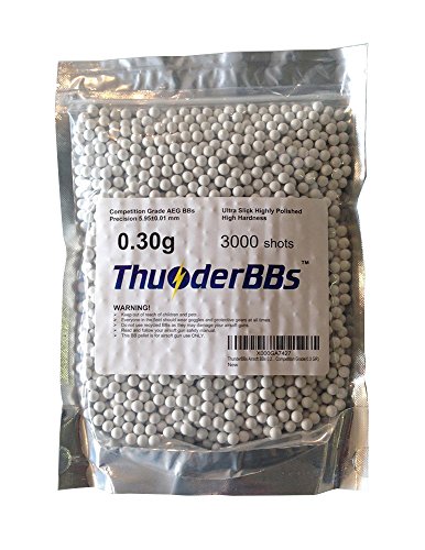 TBB0.30 ThunderBBs Airsoft BBS 0.30G, Competition Grade, White, 3000 Rounds/Bag