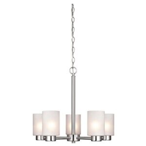 westinghouse lighting 6227400 sylvestre five-light interior chandelier, brushed nickel finish with frosted seeded glass, 5