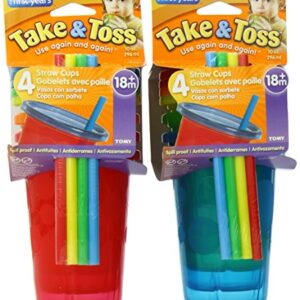 The First Years Take & Toss Straw Cups,10 Ounce, 8 Spill Proof Cups - Great for On The Go
