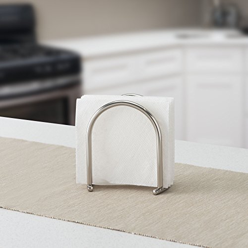 Metal Napkin Holder For Table, By Home Basics (Satin Nickel Finish) | Napkin Holders For Kitchen | Contemporary and Modern Napkin Holders