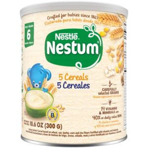 nestle nestum infant cereal, 5 cereals, made for infants 6 months old, 10.6 ounce canister (pack of 1)