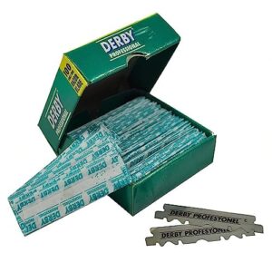 100 DERBY Single Edge Razor Blades for Barbers Platinum Coated