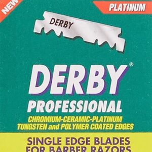 100 DERBY Single Edge Razor Blades for Barbers Platinum Coated