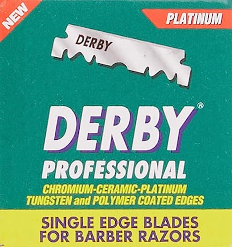 100 DERBY Single Edge Razor Blades for Barbers Platinum Coated