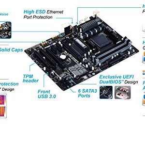 Gigabyte ATX Socket AM3+ AMD 970 Chipset 2000MHz DDR3 SATA III 6Gbps Ready AMD 9 Series FX Motherboards GA-970A-D3P