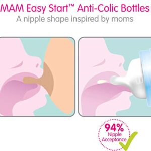 MAM Easy Start Anti-Colic 11 Oz Bottle, Easy Switch Between Breast and Bottle, Reduces Air Bubbles and Colic, 2 Pack, 2+ Months, Boy