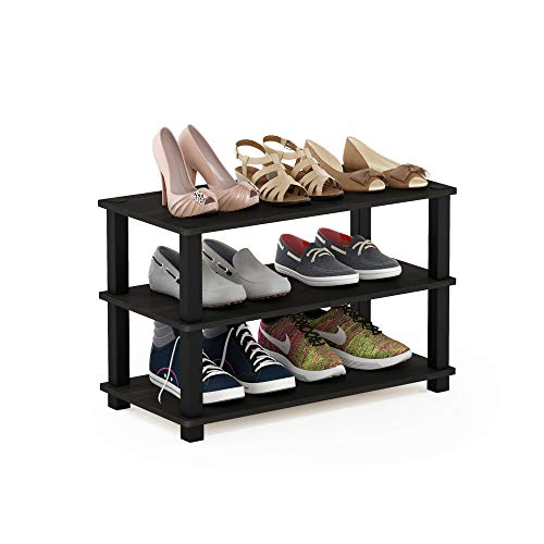 Furinno Turn-S-Tube 3-Tier Shoe Rack, Espresso/Black