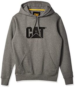 caterpillar men's trademark hoodies with embroidered cat front logo, s3 cord management system and pouch pocket, dark heather grey, 3x large