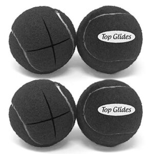 top glides precut walker tennis ball glides - black - 2 pairs
