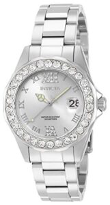 invicta women's 15251 pro diver silver dial crystal accented stainless steel watch
